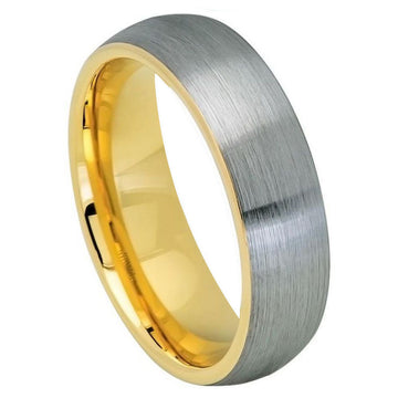 6mm Domed Ring in Yellow Gold IP with Brushed Gun Metal Center