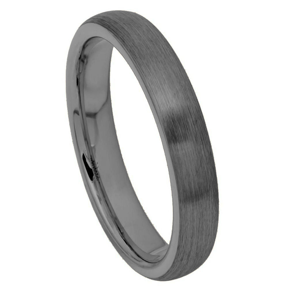 Dome Brush Gun Metal Tungsten Ring – 4mm