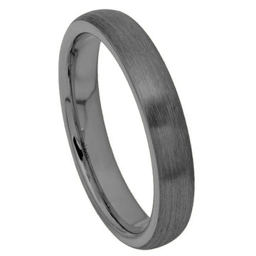 Dome Brush Gun Metal Tungsten Ring – 4mm