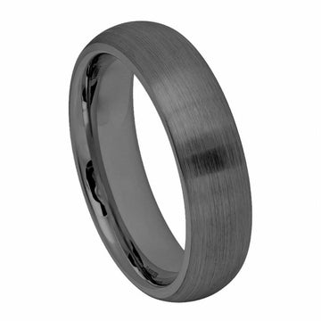 Dome Brush Gun Metal Tungsten Ring – 6mm
