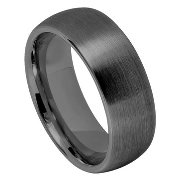 Dome Brushed Gun Metal Tungsten Ring – 8mm