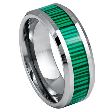 8mm Beveled Edge Statement Ring with Faux Malachite Inlay