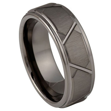 8mm Gun Metal IP Plated Trapezoids Design Ring