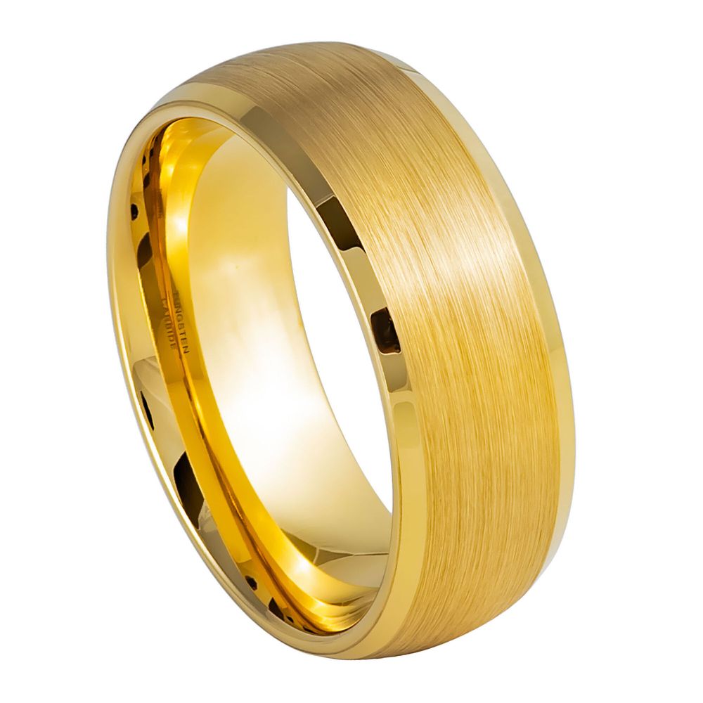 8mm Domed Yellow IP Brushed Center Low Beveled Edge Ring