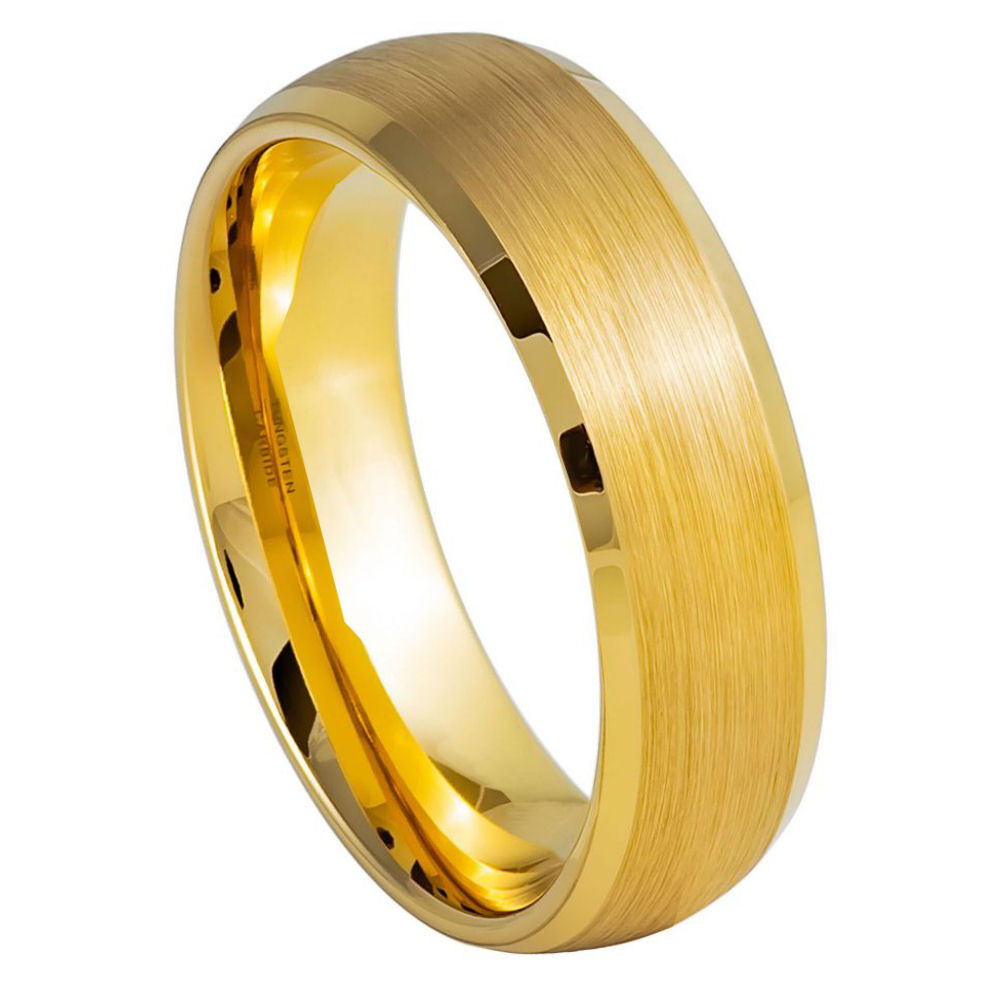 6mm Domed Yellow IP Brushed Center Ring with Low Beveled Edge