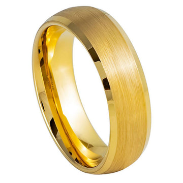 6mm Domed Yellow IP Brushed Center Ring with Low Beveled Edge