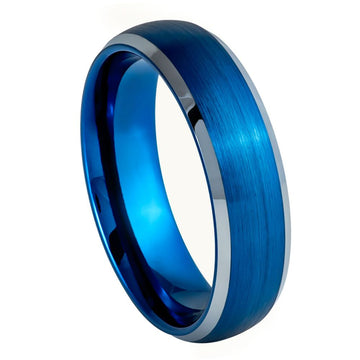 6mm Blue IP Plated Domed Brushed Center Beveled Edge Ring