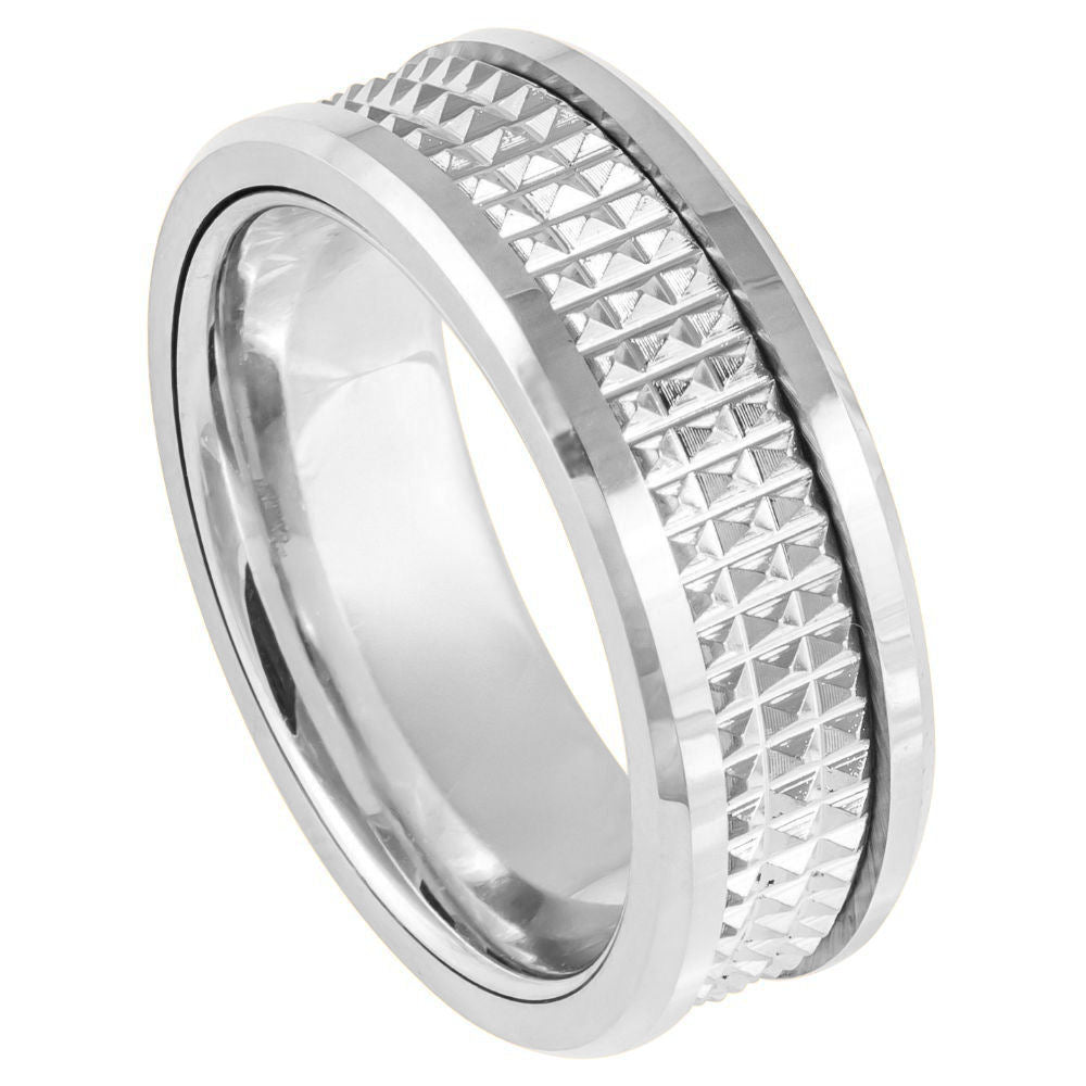 8mm Unplated Jagged Center Ring