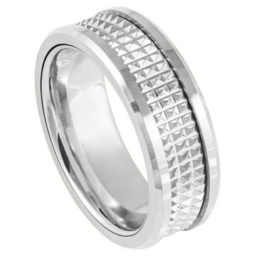 8mm Unplated Jagged Center Ring