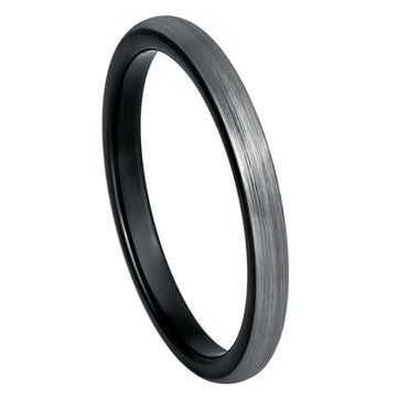 Black & Gun Metal IP Plated Domed Brushed 2mm Ring