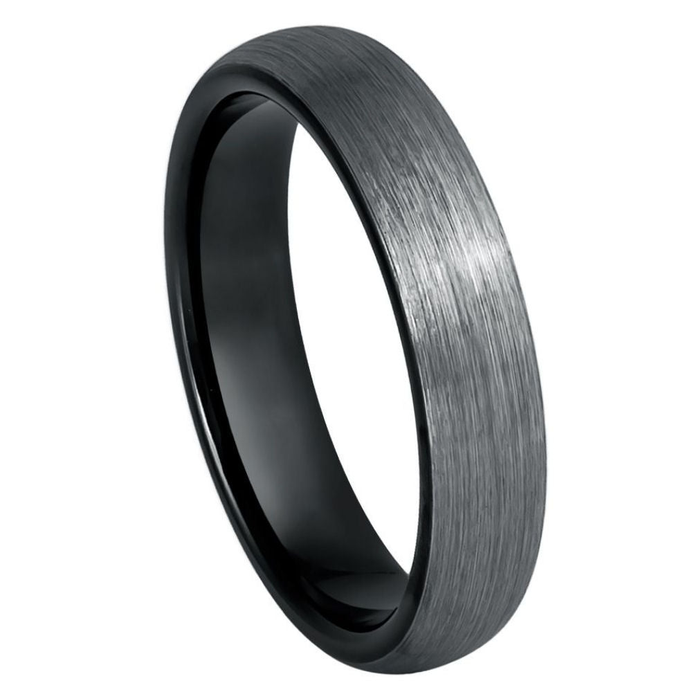 Black & Gun Metal IP Plated Domed Brushed Ring – 4mm