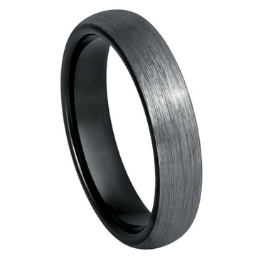 Black & Gun Metal IP Plated Domed Brushed Ring – 4mm