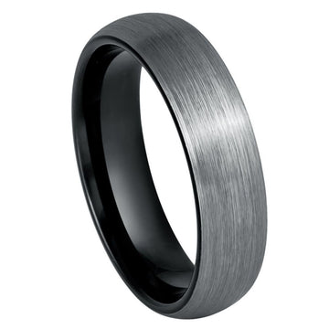 Black & Gun Metal IP Plated Domed Brushed 6mm Ring