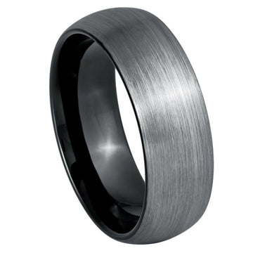 Black & Gun Metal IP Plated Domed Brushed 8mm Ring