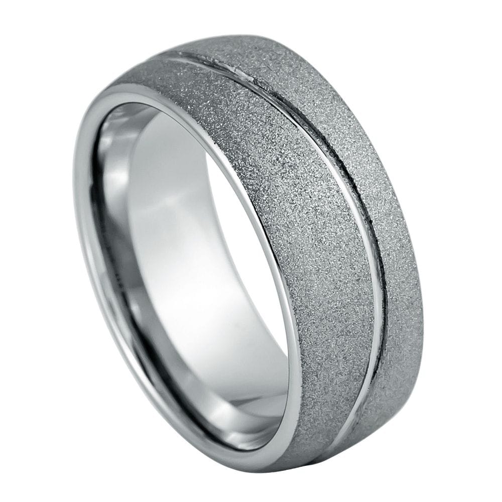 8mm Swirl Design Rough Stone Ring with Frosted Finish
