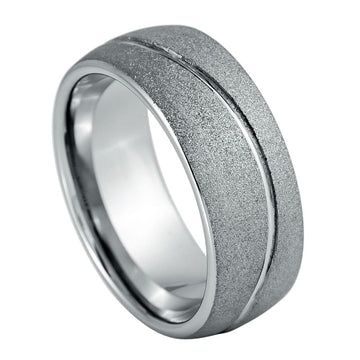 8mm Swirl Design Rough Stone Ring with Frosted Finish