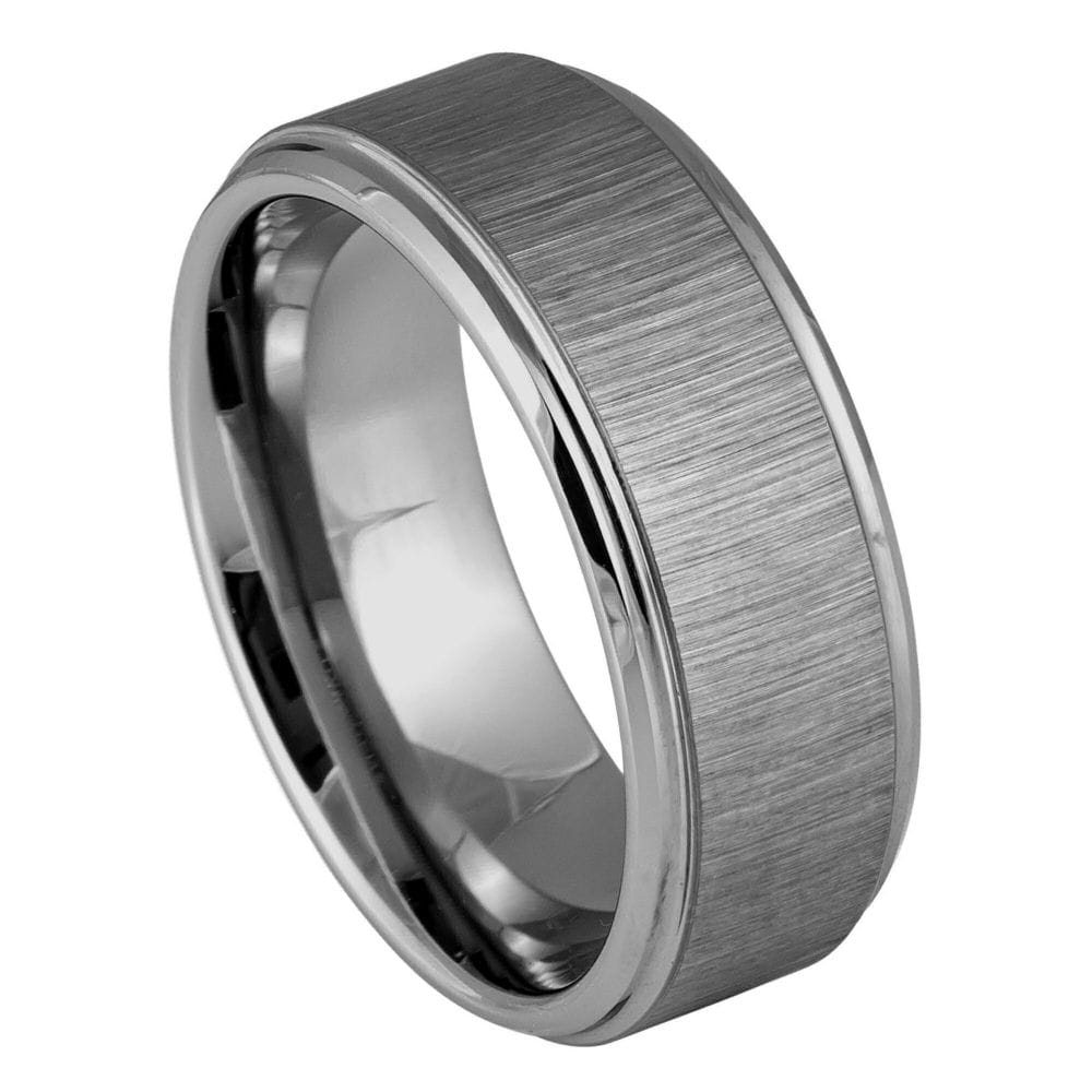 Reflective Grain Finish Stepped Edge Ring – 8mm