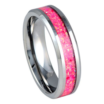 Mimosa Hot Pink Synthetic Opal Inlay Ring – 6mm