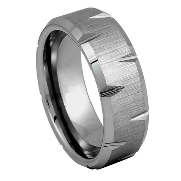 Unplated Alternating Wedge Cut Ring – 8mm