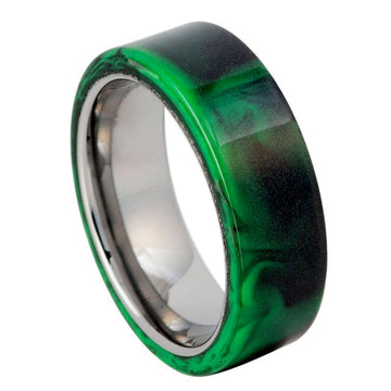 Black & Green Resin Inlay Ring – 8mm