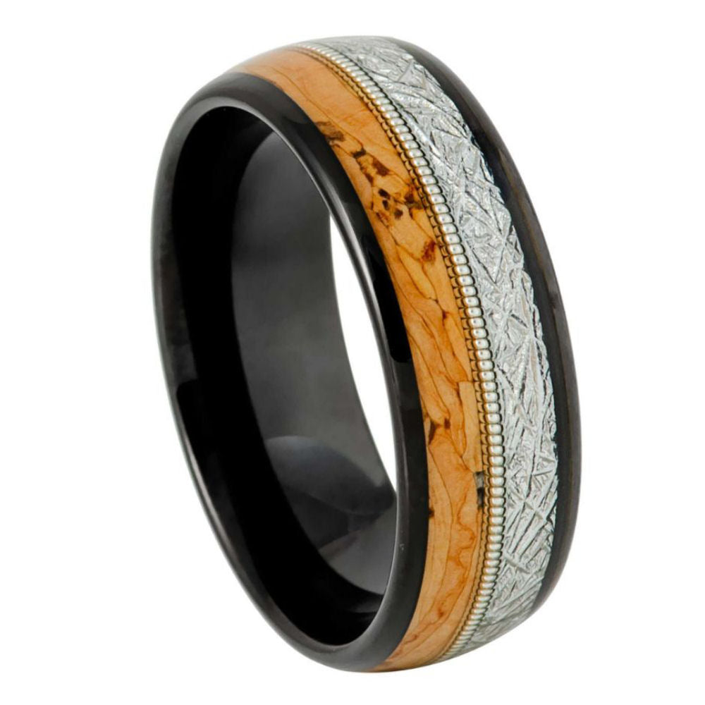 Domed Cork & Faux Meteorite Guitar String Center Ring – 8mm