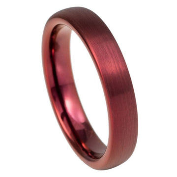 Red Wine Stain IP Plated Dome Brushed Ring - 4mm