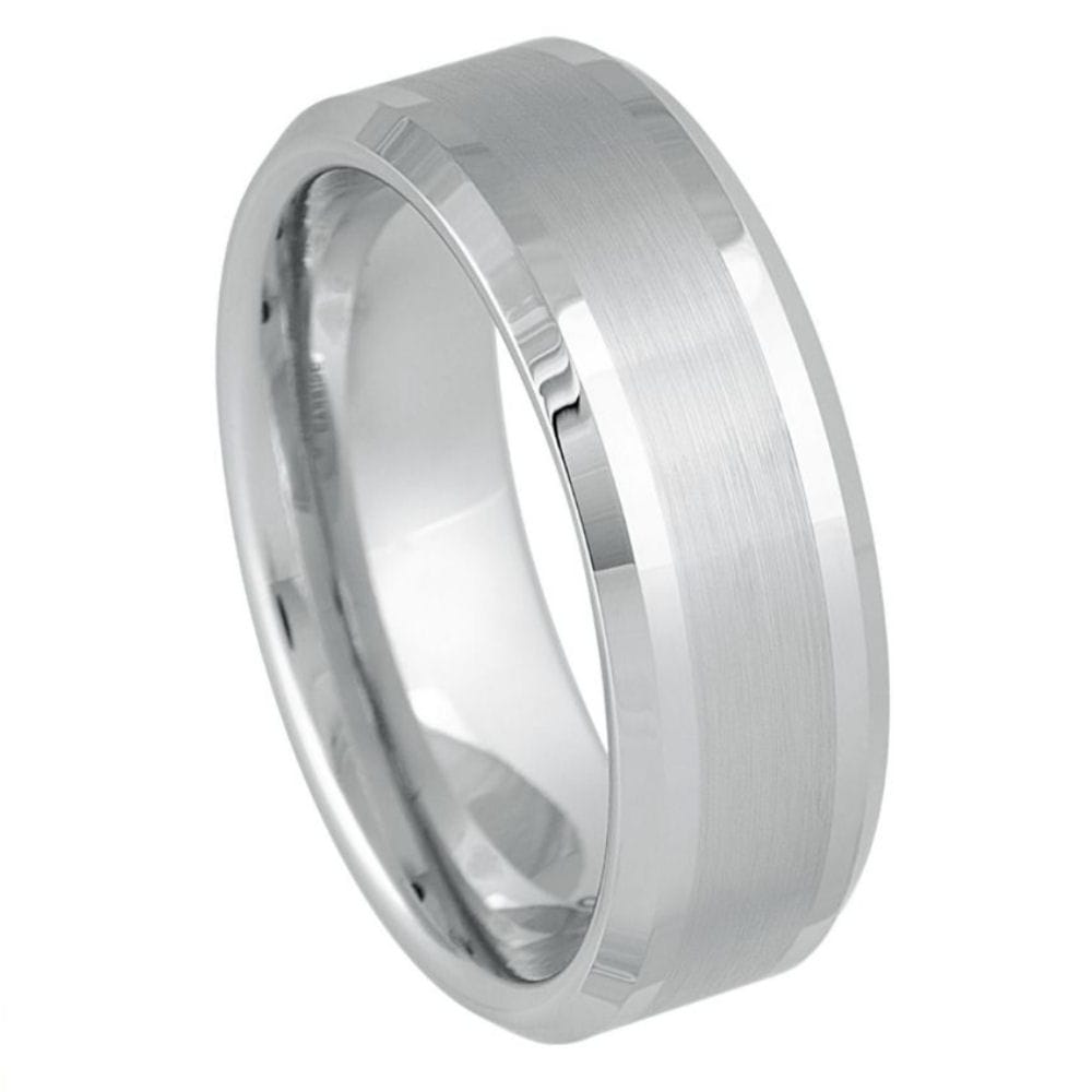 8mm Platinum-Plated White Tungsten Ring