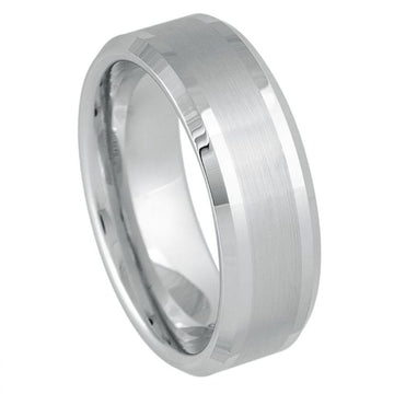 8mm Platinum-Plated White Tungsten Ring