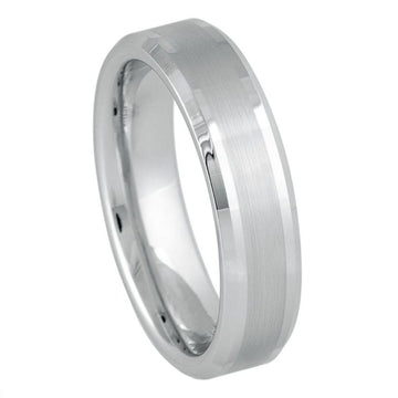 Platinum-Plated White Tungsten Ring – 6mm