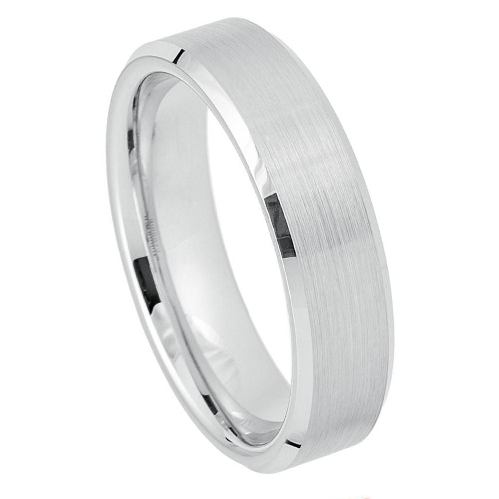 Platinum-Plated White Tungsten Ring - 6mm