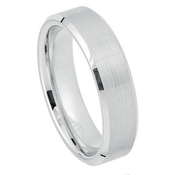 Platinum-Plated White Tungsten Ring - 6mm