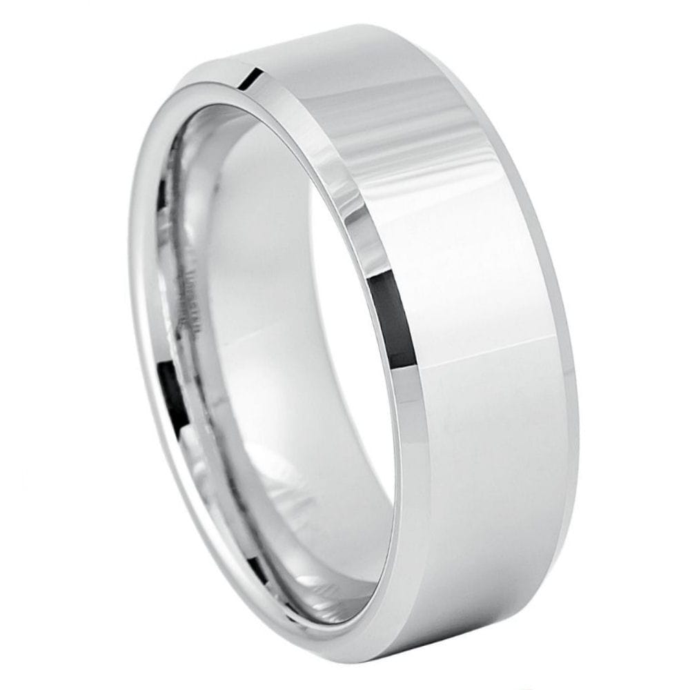 8mm Platinum-Plated White Tungsten Ring