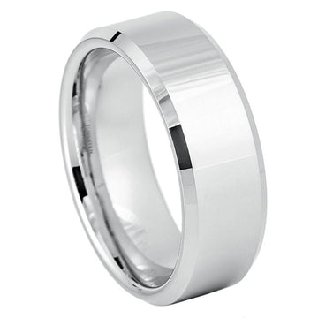 8mm Platinum-Plated White Tungsten Ring