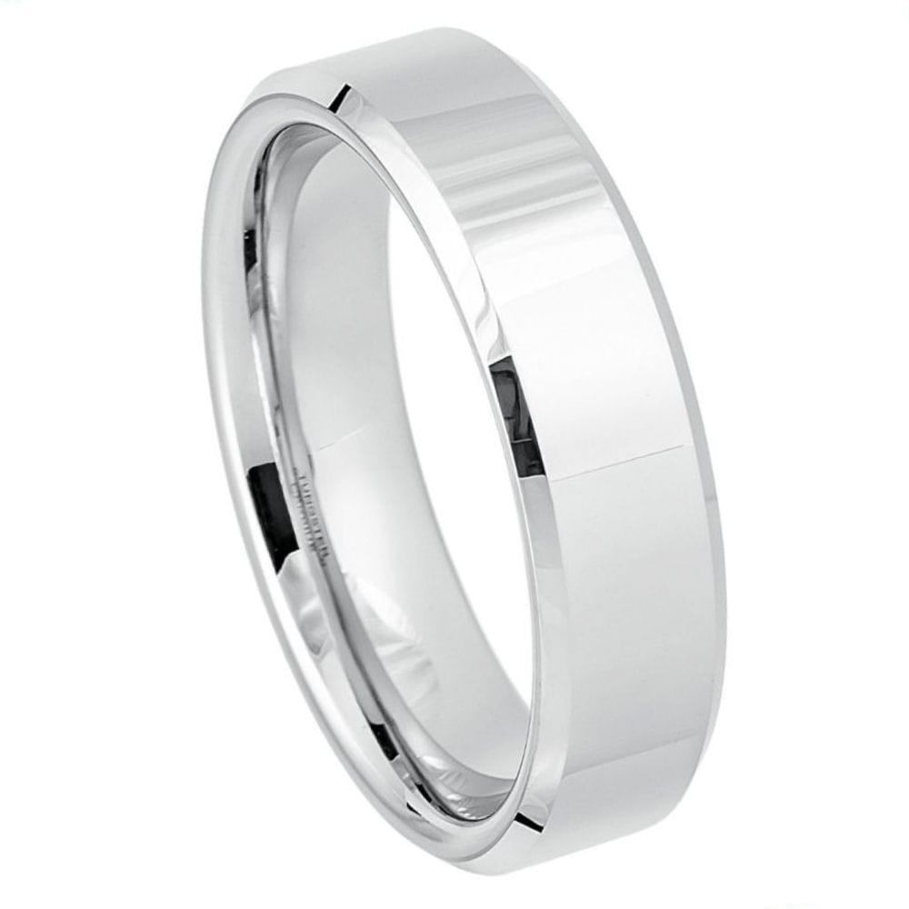 6mm Platinum-Plated White Tungsten Ring