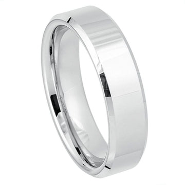 6mm Platinum-Plated White Tungsten Ring