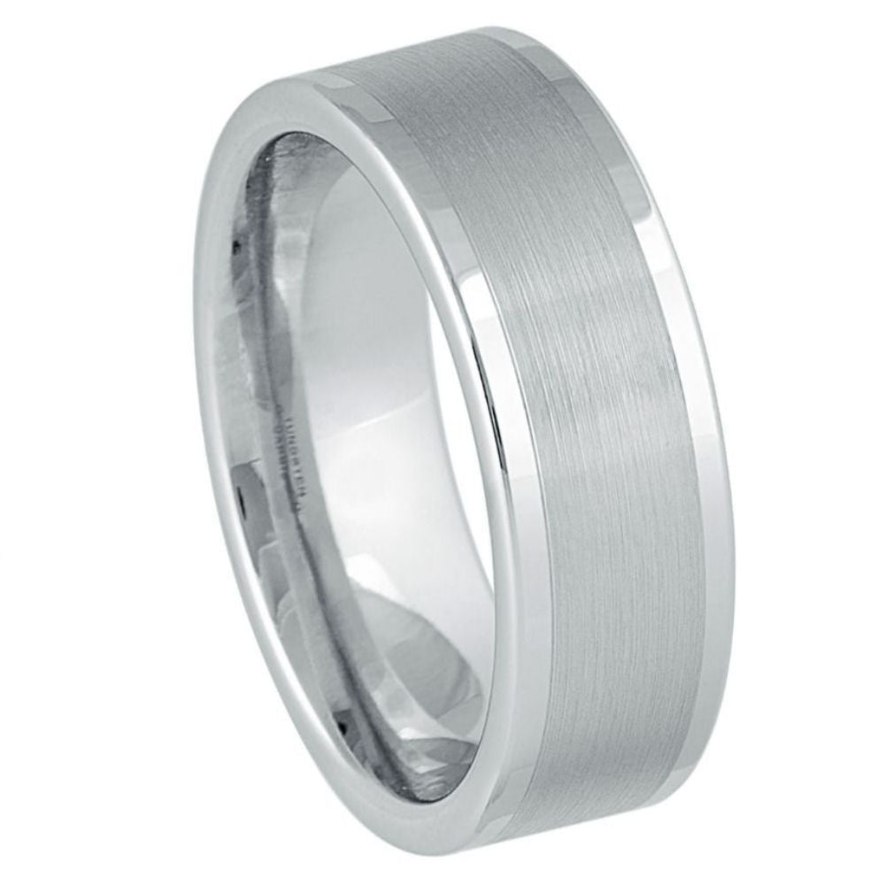8mm Platinum-Plated White Tungsten Ring