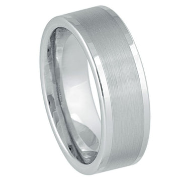 8mm Platinum-Plated White Tungsten Ring