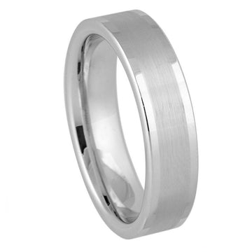 6mm Platinum-Plated White Tungsten Ring