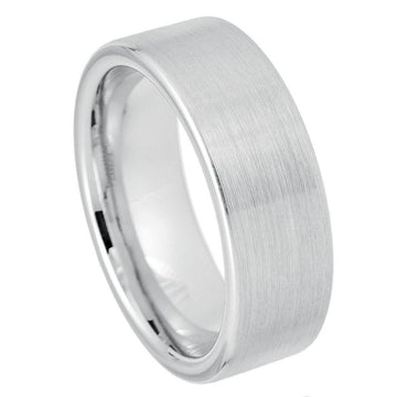 8mm Platinum-Plated White Tungsten Ring