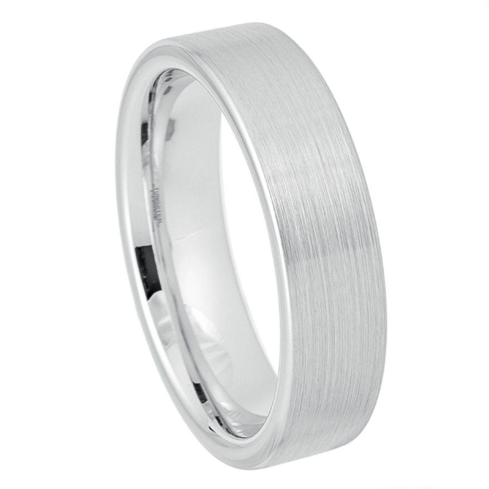 Platinum-Plated White Tungsten Ring – 6mm