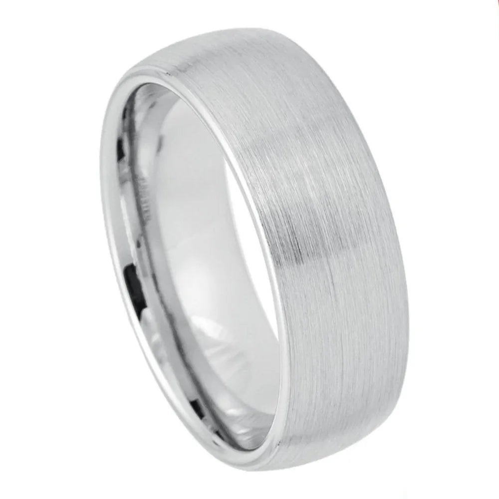 8mm Platinum-Plated White Tungsten Ring