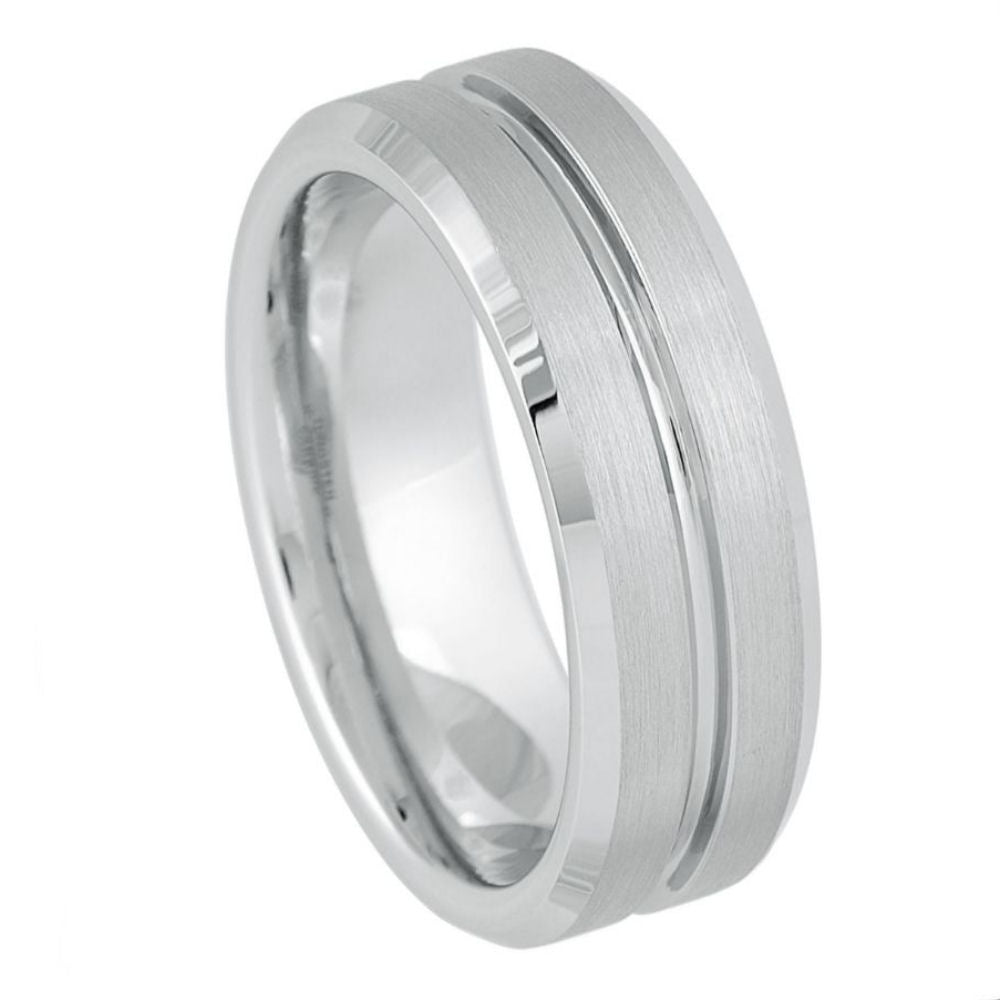 8mm Platinum-Plated White Tungsten Ring