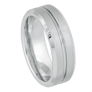 8mm Platinum-Plated White Tungsten Ring