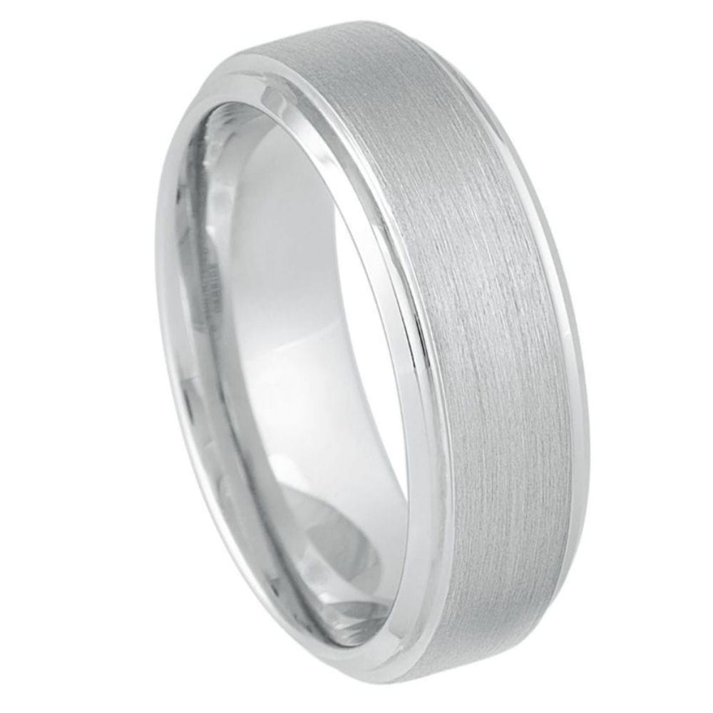 8mm Platinum-Plated White Tungsten Ring