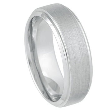 8mm Platinum-Plated White Tungsten Ring