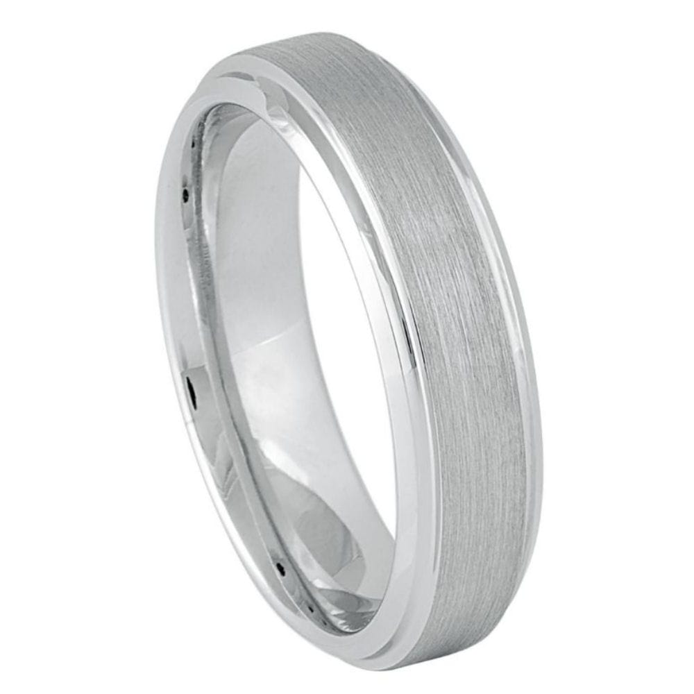 Platinum-Plated White Tungsten Ring, 6mm