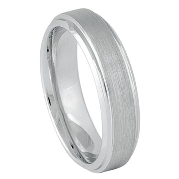 Platinum-Plated White Tungsten Ring, 6mm