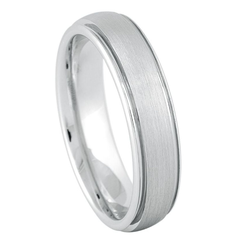 6mm Platinum-Plated White Tungsten Ring