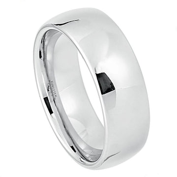 8mm Platinum-Plated White Tungsten Ring