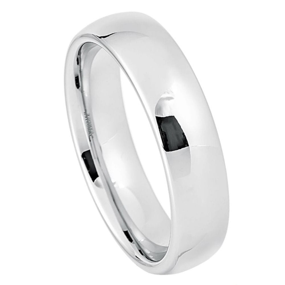 Platinum-Plated White Tungsten Ring, 6mm